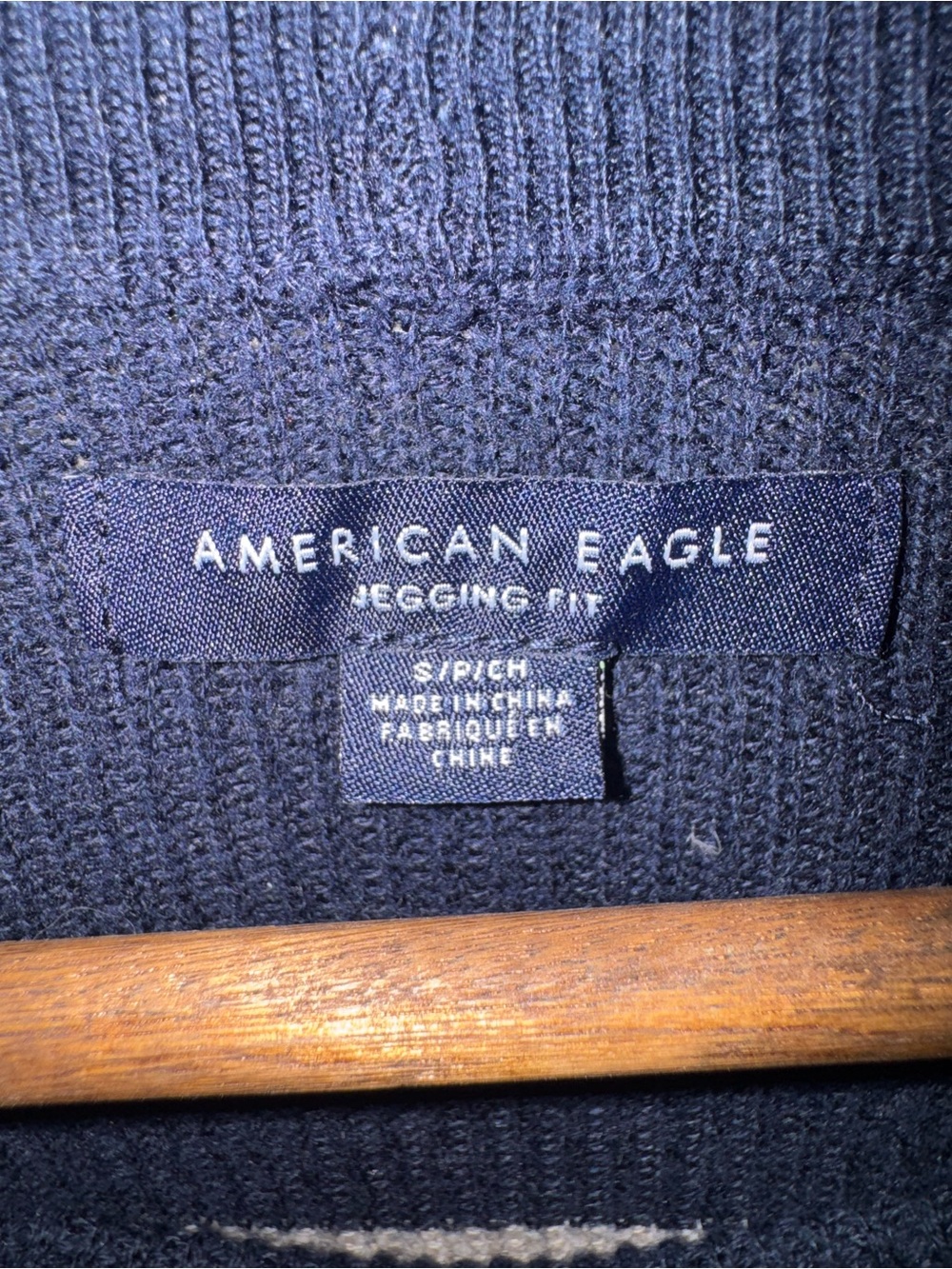 American Eagle Navy Striped Mock Neck Sweater Women’s Small Jegging fit - Picture 5 of 10